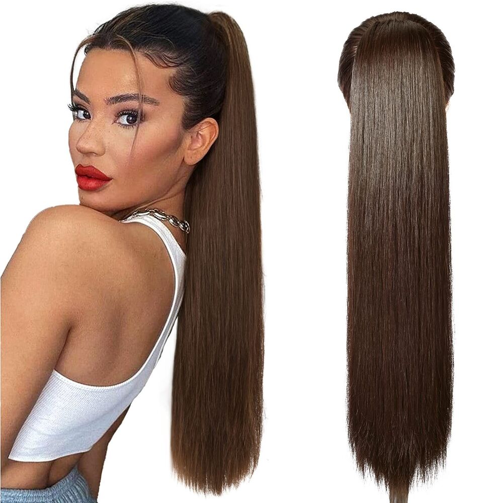 28" Ponytail Extensions Drawstring Long Straight, 18A-182H002